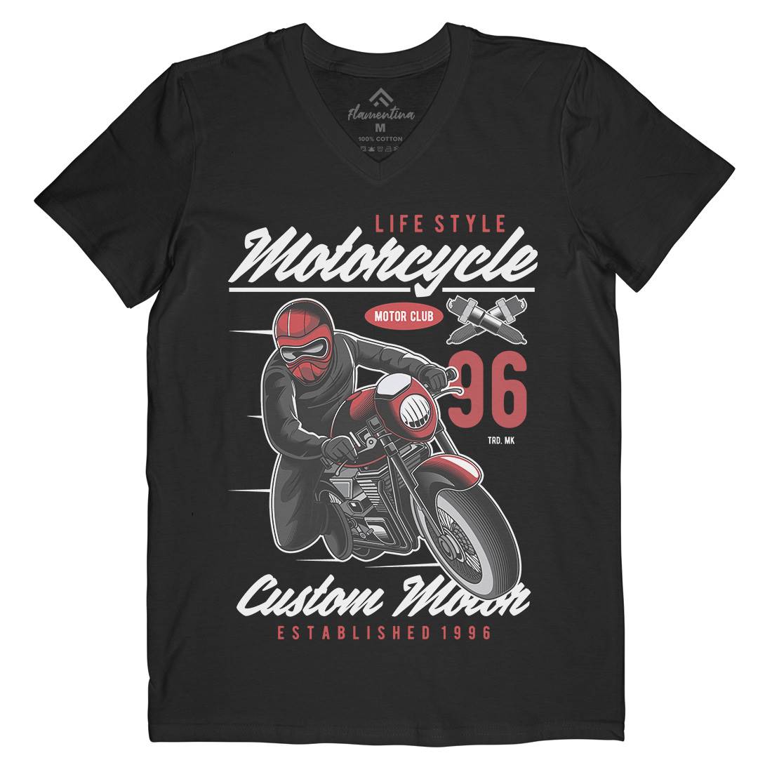Lifestyle Mens Organic V-Neck T-Shirt Motorcycles C399