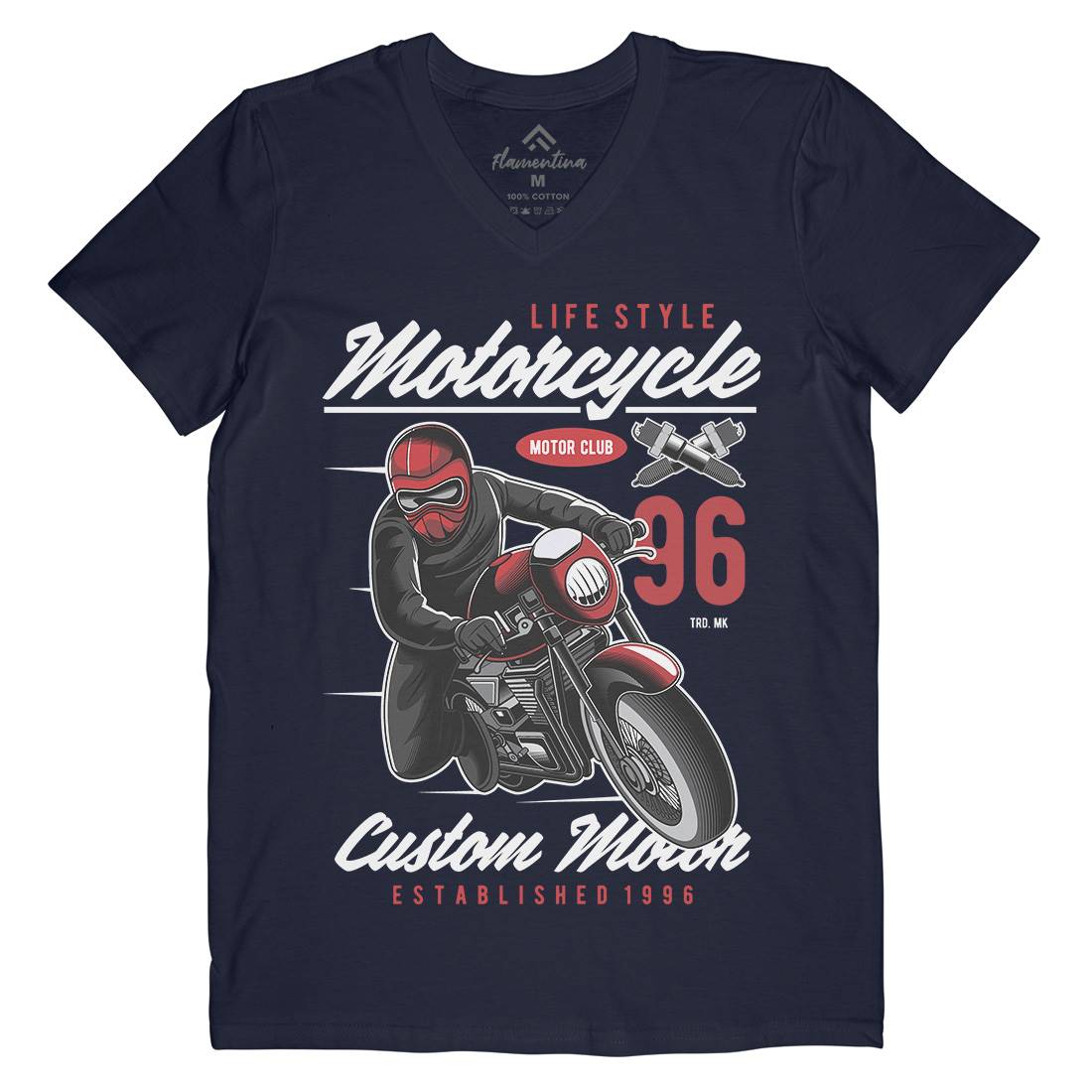 Lifestyle Mens Organic V-Neck T-Shirt Motorcycles C399