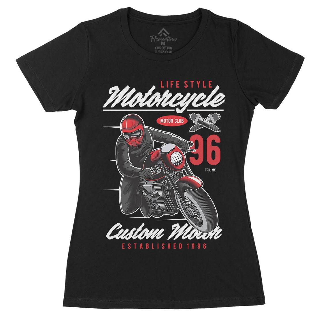 Lifestyle Womens Organic Crew Neck T-Shirt Motorcycles C399