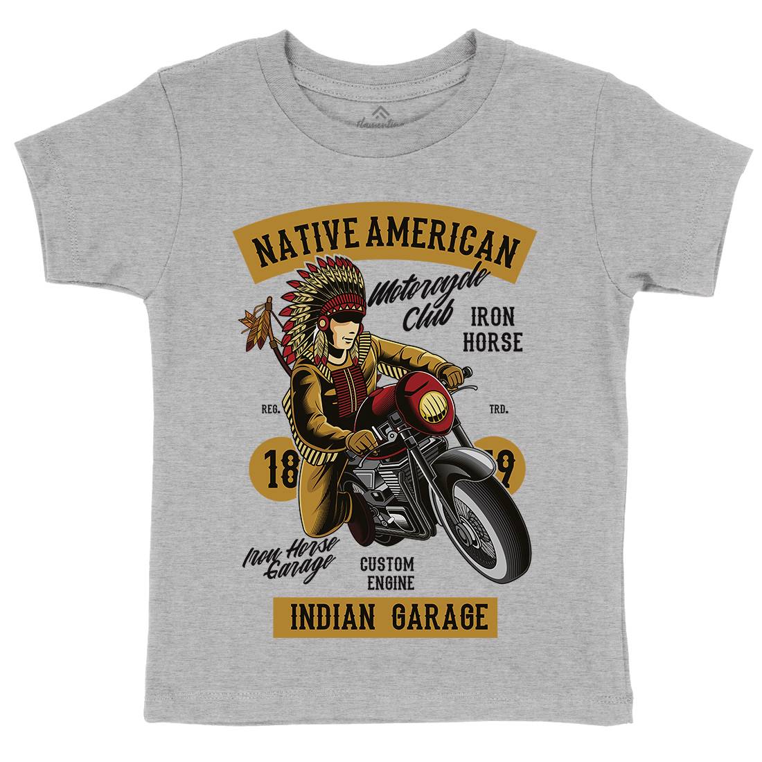 Native American Biker Kids Organic Crew Neck T-Shirt Motorcycles C400