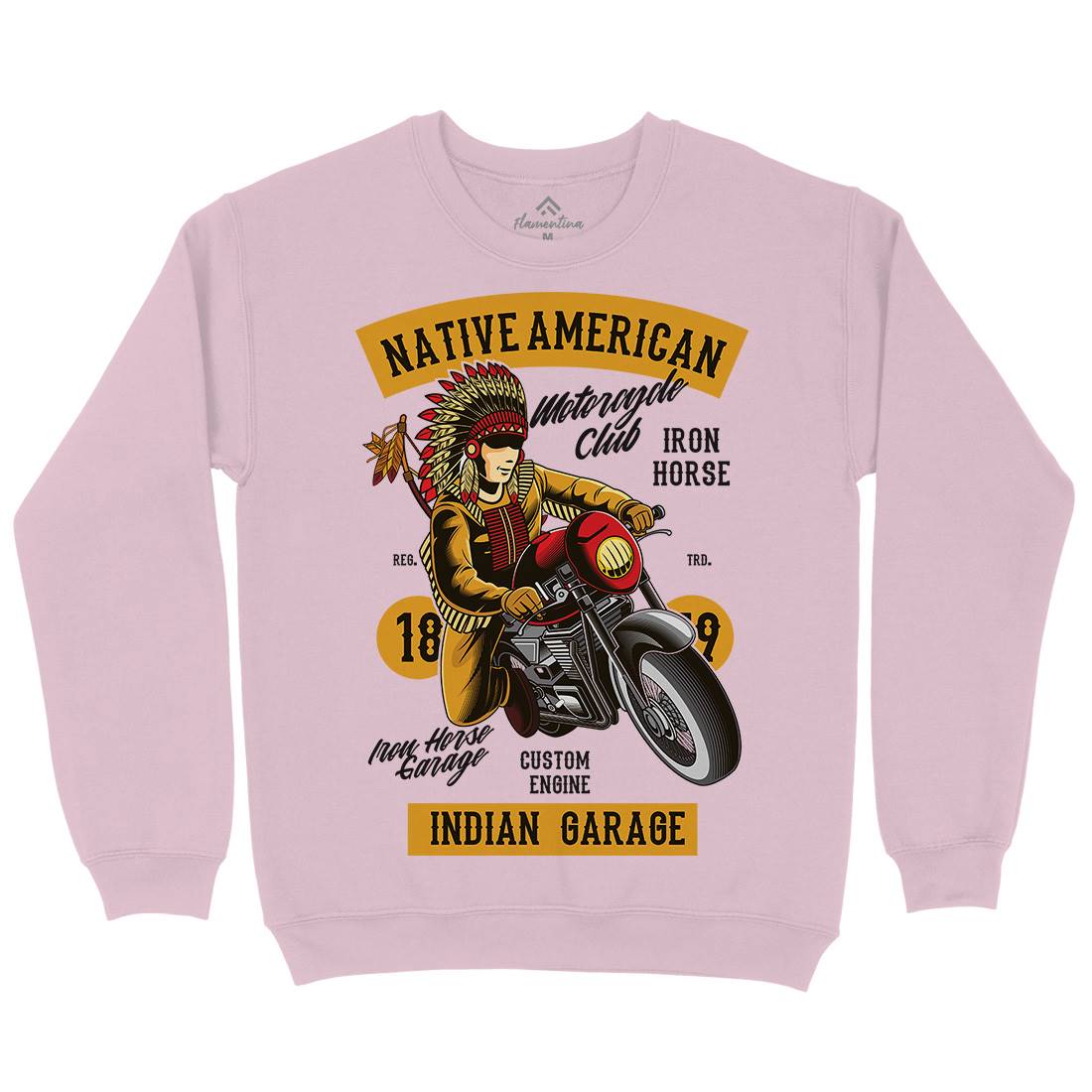 Native American Biker Kids Crew Neck Sweatshirt Motorcycles C400