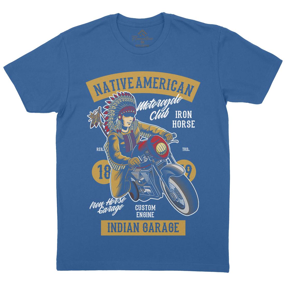 Native American Biker Mens Crew Neck T-Shirt Motorcycles C400