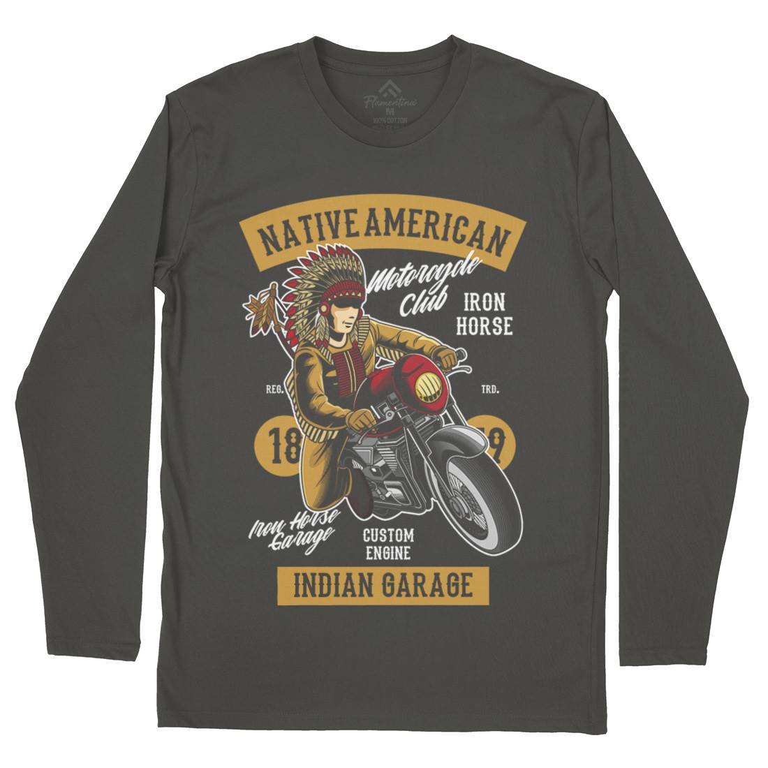 Native American Biker Mens Long Sleeve T-Shirt Motorcycles C400