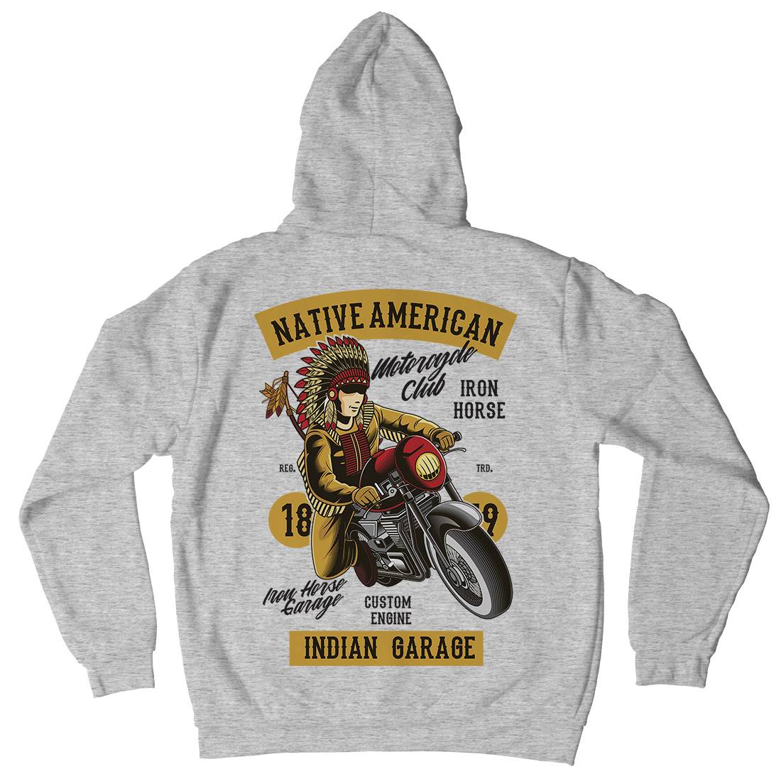 Native American Biker Mens Hoodie With Pocket Motorcycles C400