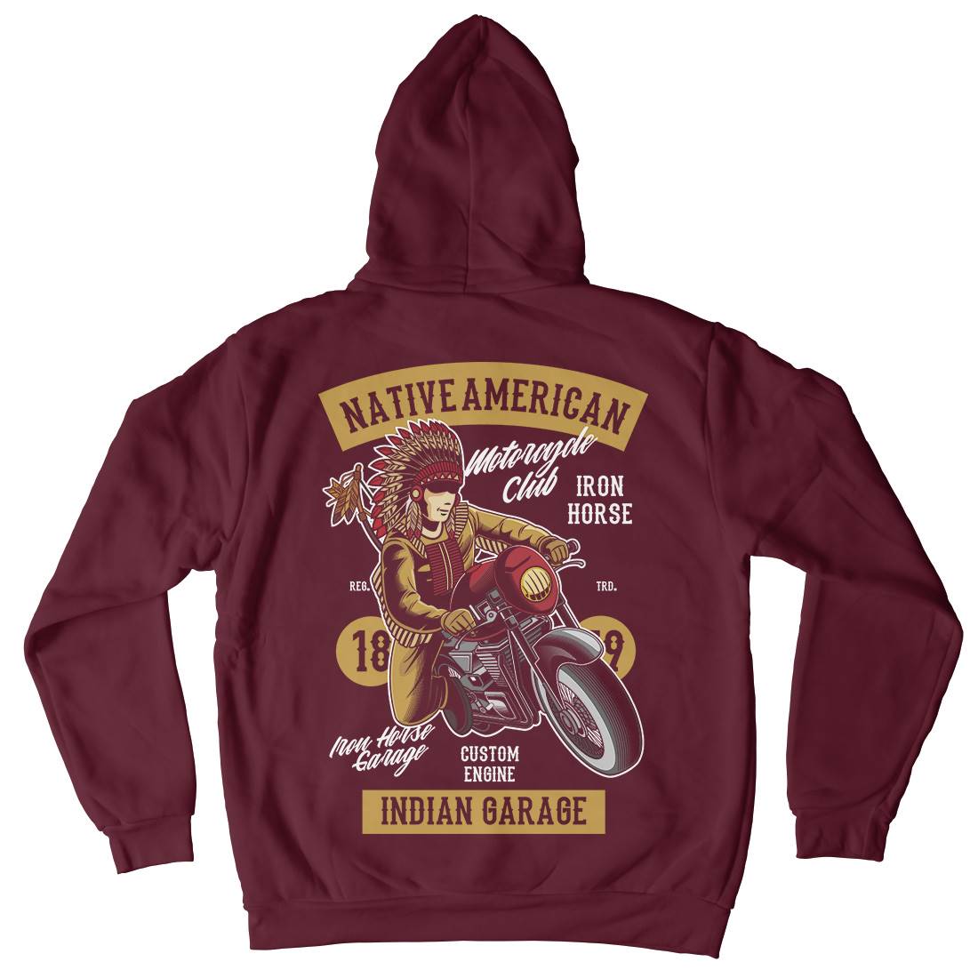 Native American Biker Kids Crew Neck Hoodie Motorcycles C400