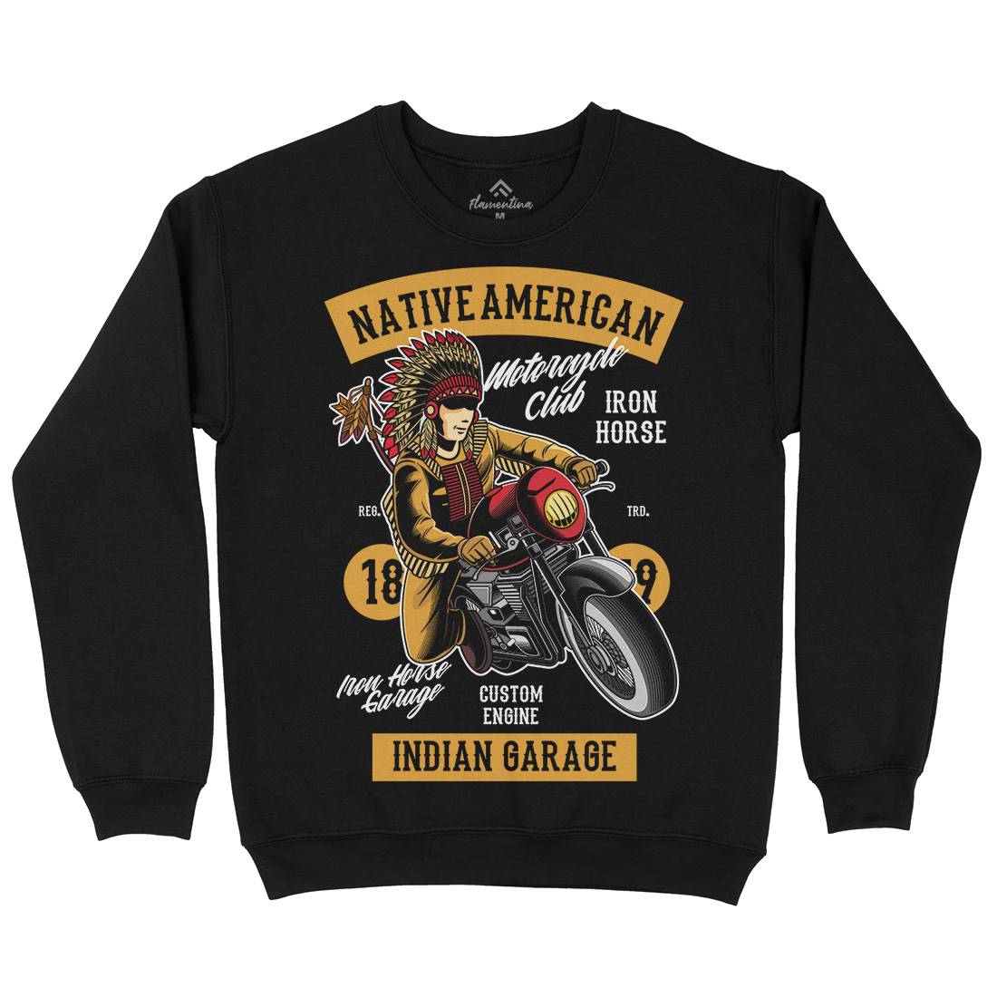 Native American Biker Kids Crew Neck Sweatshirt Motorcycles C400