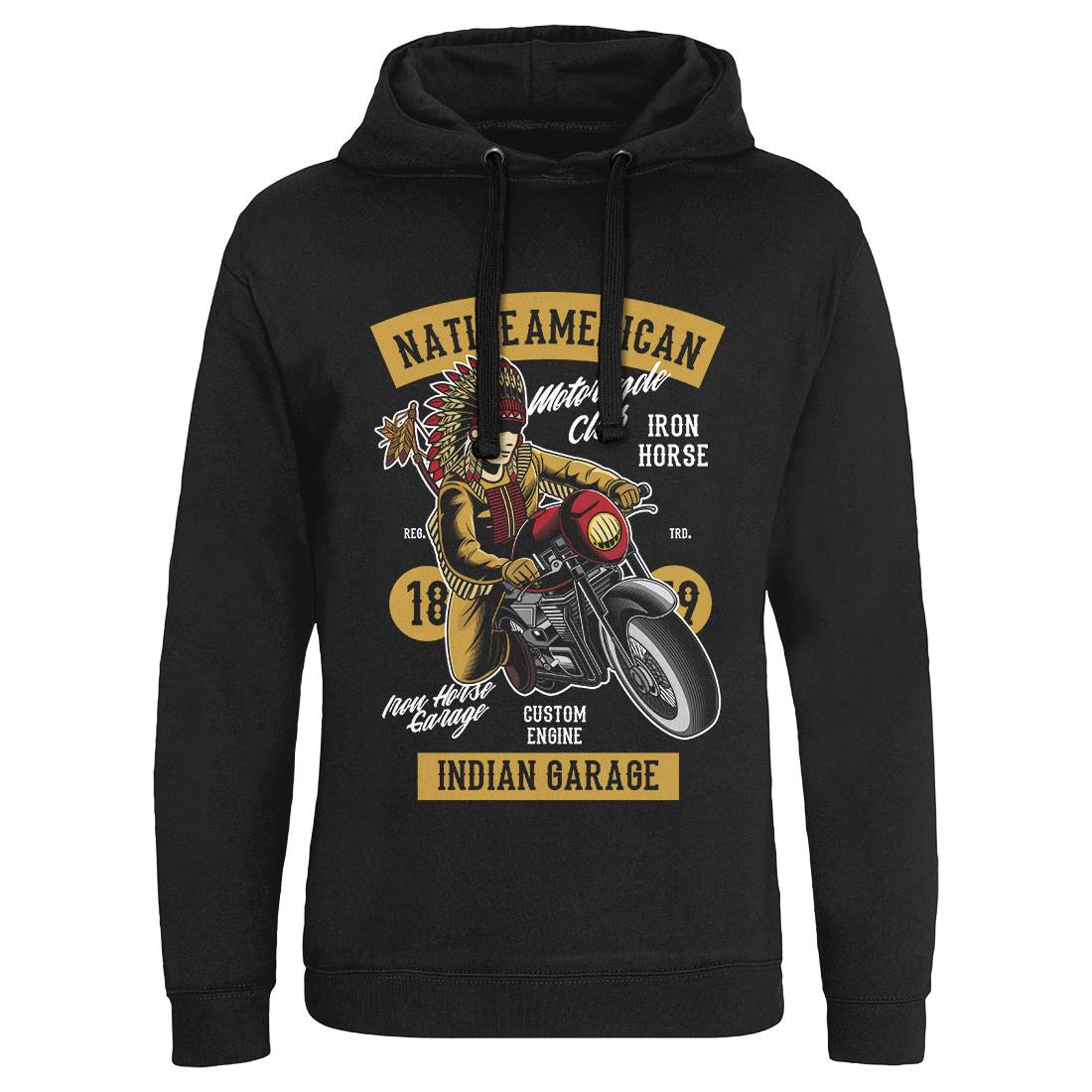 Native American Biker Mens Hoodie Without Pocket Motorcycles C400