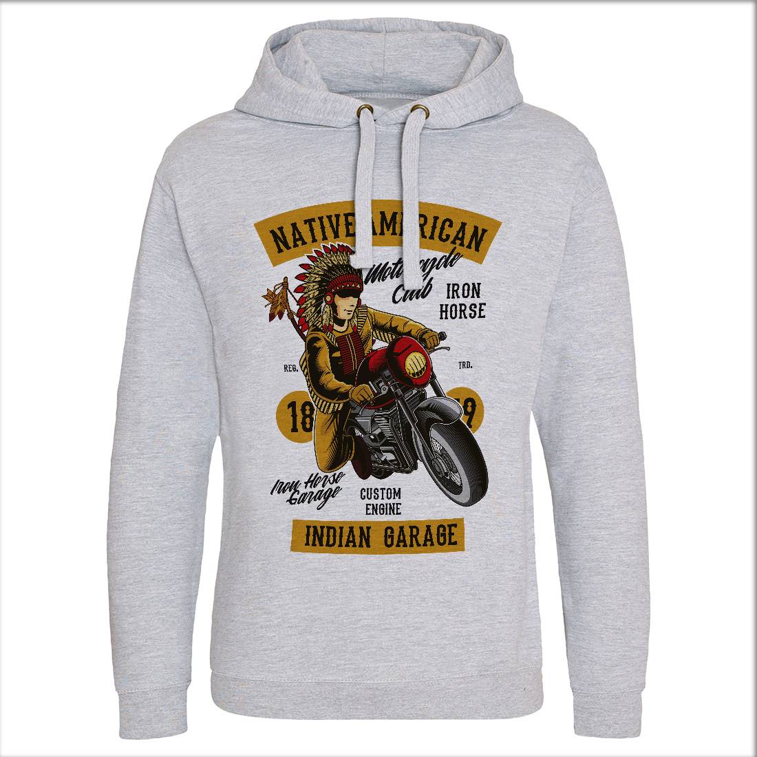 Native American Biker Mens Hoodie Without Pocket Motorcycles C400