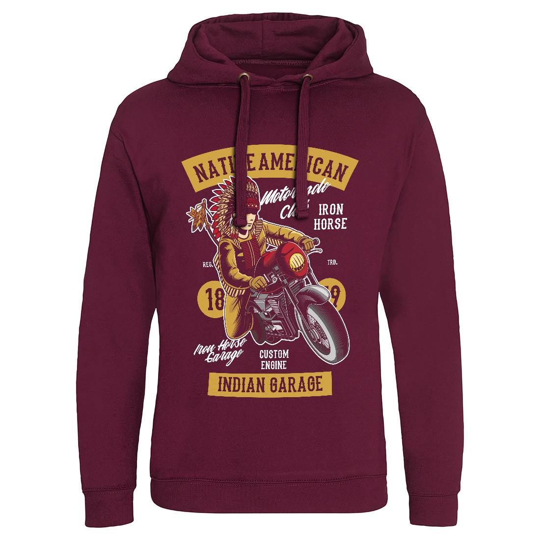 Native American Biker Mens Hoodie Without Pocket Motorcycles C400