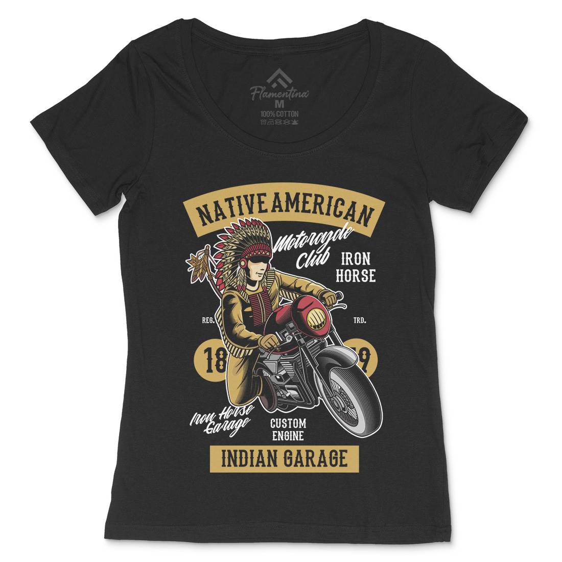 Native American Biker Womens Scoop Neck T-Shirt Motorcycles C400