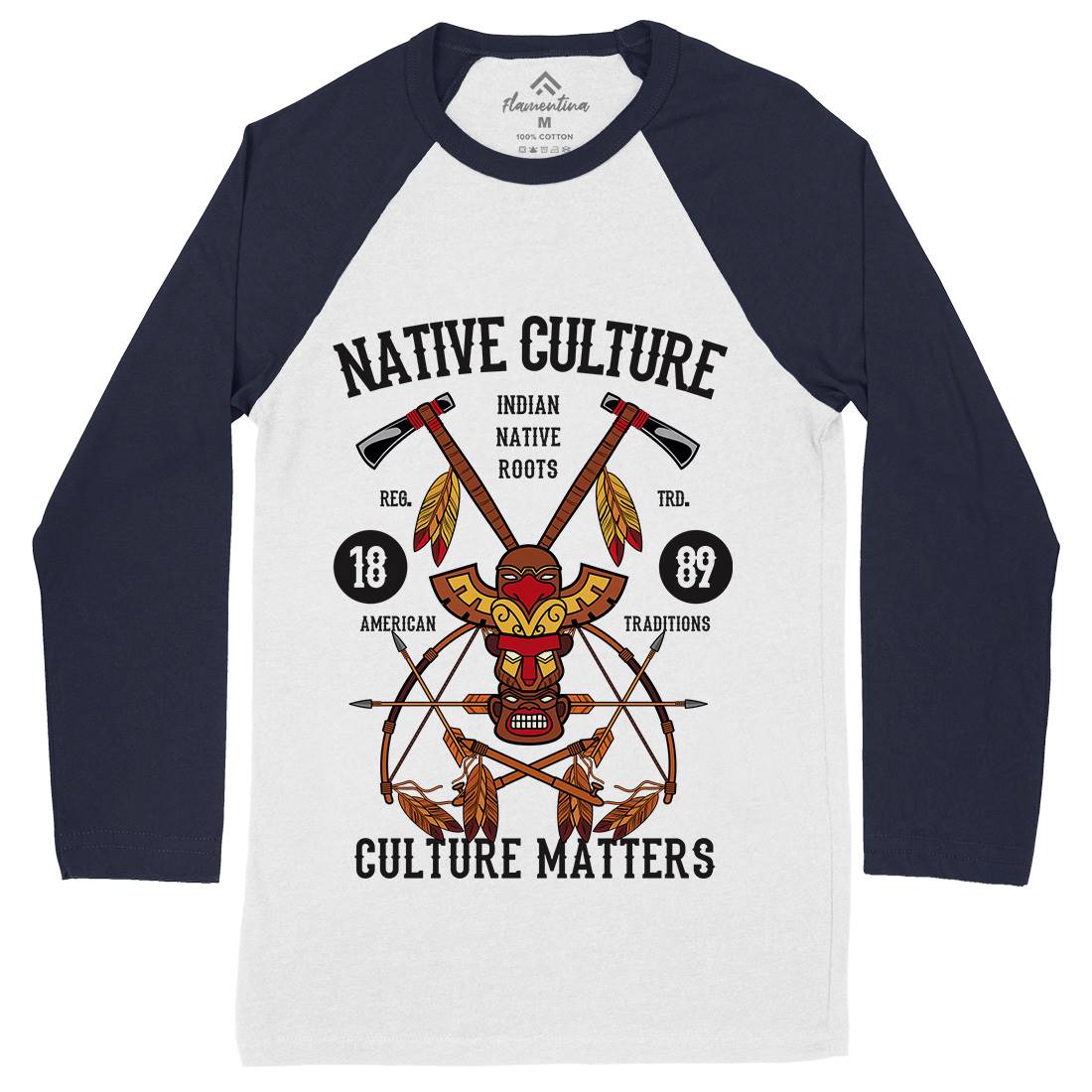 Native Culture Mens Long Sleeve Baseball T-Shirt American C401