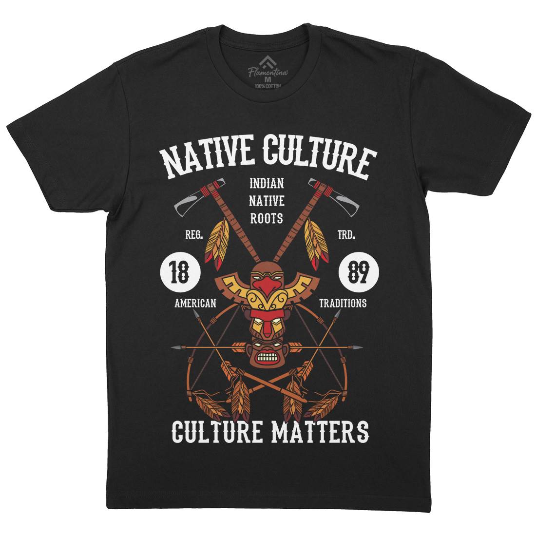 Native Culture Mens Organic Crew Neck T-Shirt American C401