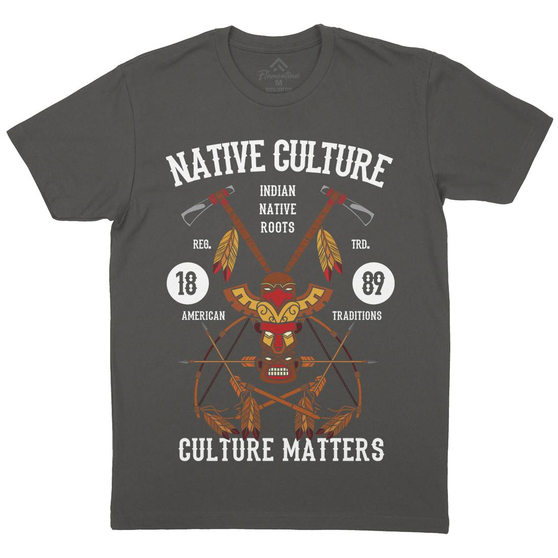 Native Culture Mens Organic Crew Neck T-Shirt American C401
