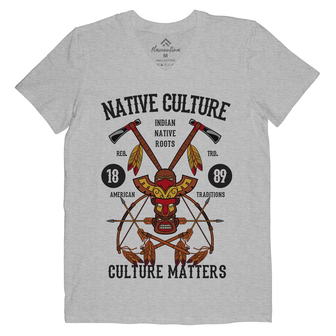 Native Culture Mens V-Neck T-Shirt American C401