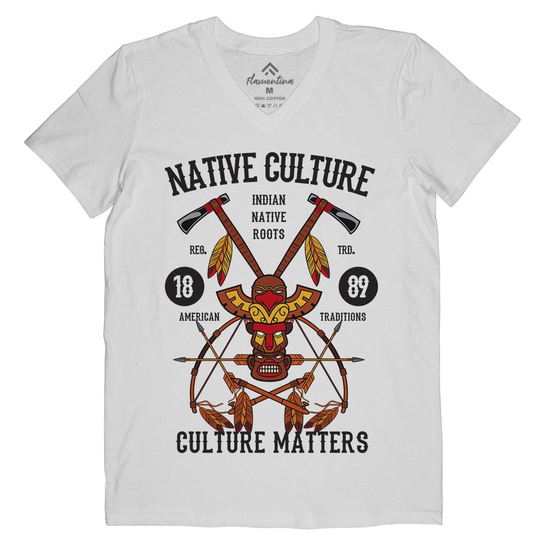 Native Culture Mens V-Neck T-Shirt American C401
