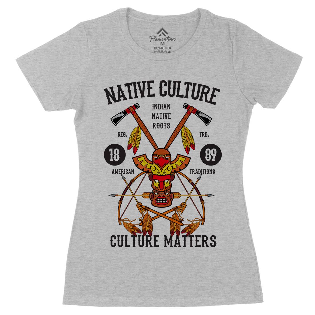 Native Culture Womens Organic Crew Neck T-Shirt American C401