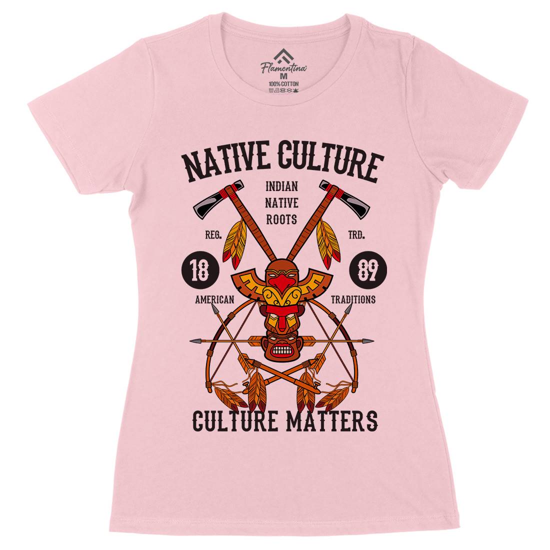 Native Culture Womens Organic Crew Neck T-Shirt American C401