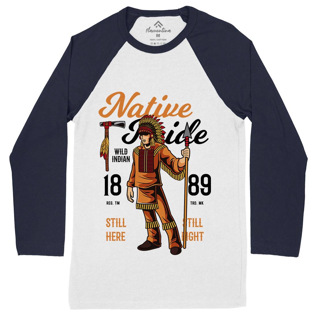 Native Pride Mens Long Sleeve Baseball T-Shirt American C402