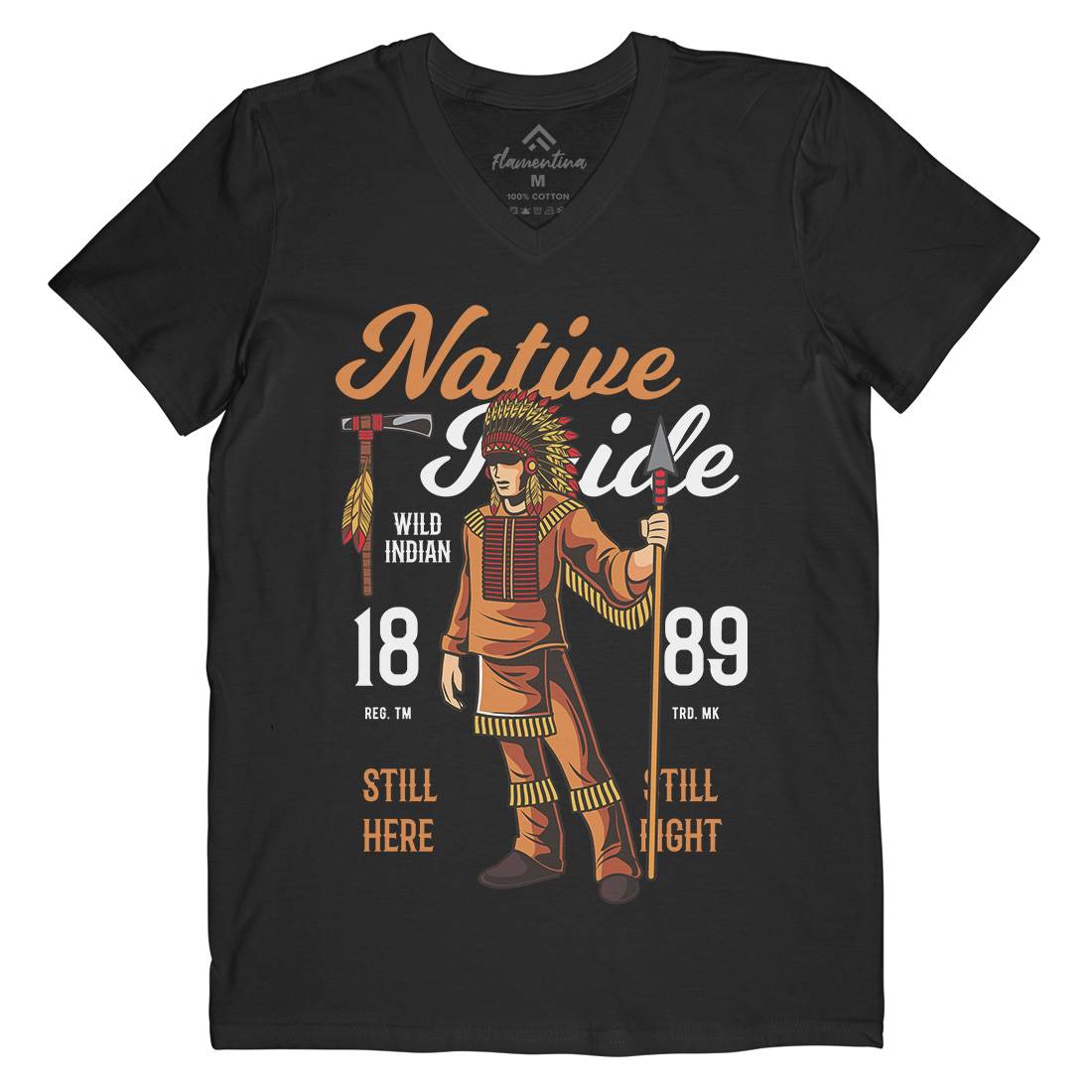 Native Pride Mens Organic V-Neck T-Shirt American C402