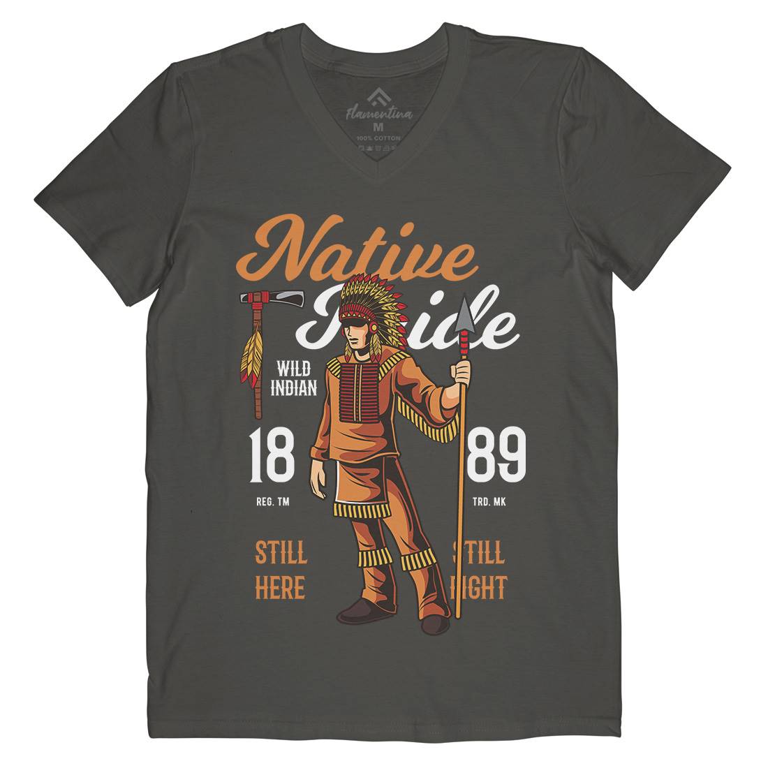 Native Pride Mens V-Neck T-Shirt American C402