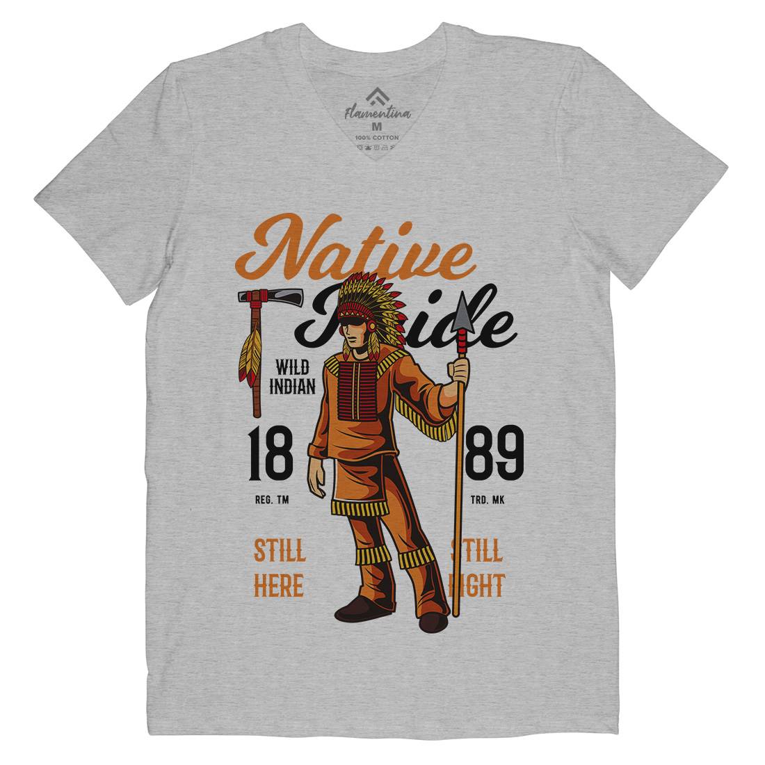 Native Pride Mens Organic V-Neck T-Shirt American C402