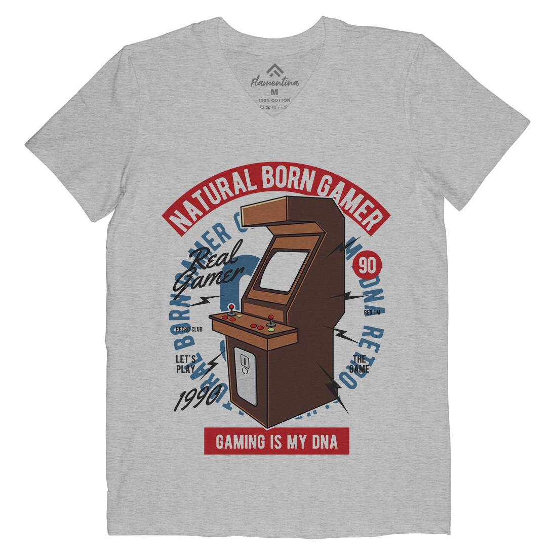 Natural Born Gamer Mens V-Neck T-Shirt Geek C403