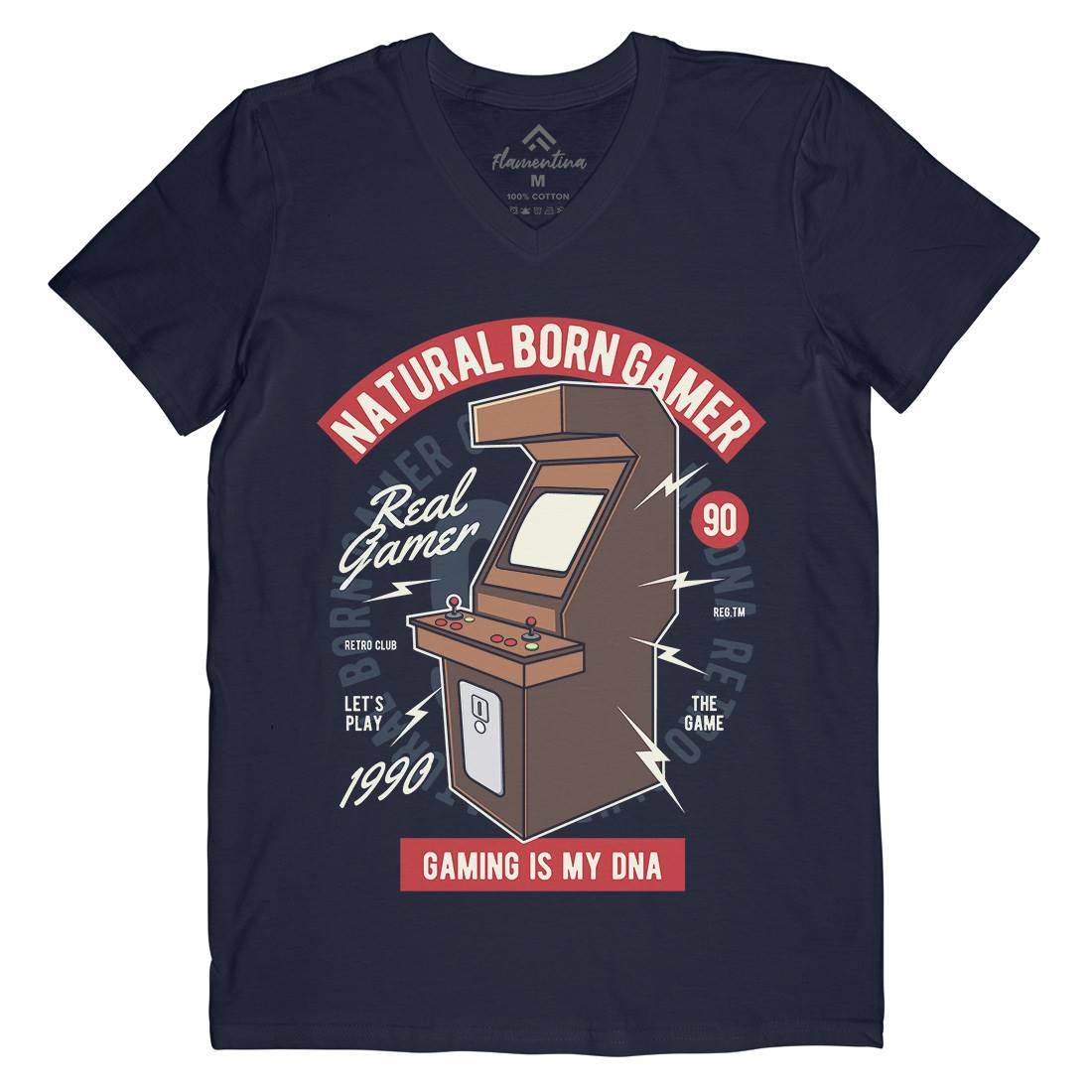 Natural Born Gamer Mens Organic V-Neck T-Shirt Geek C403