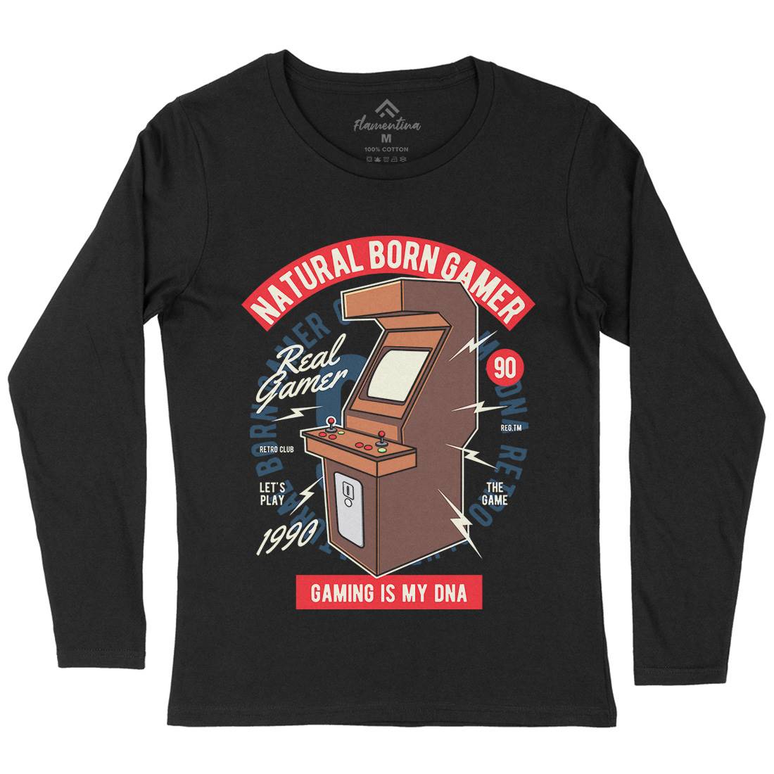 Natural Born Gamer Womens Long Sleeve T-Shirt Geek C403