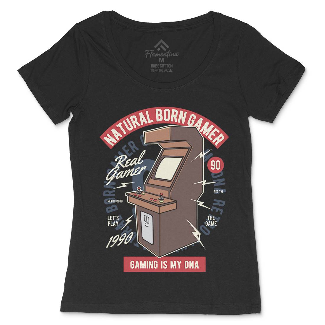 Natural Born Gamer Womens Scoop Neck T-Shirt Geek C403