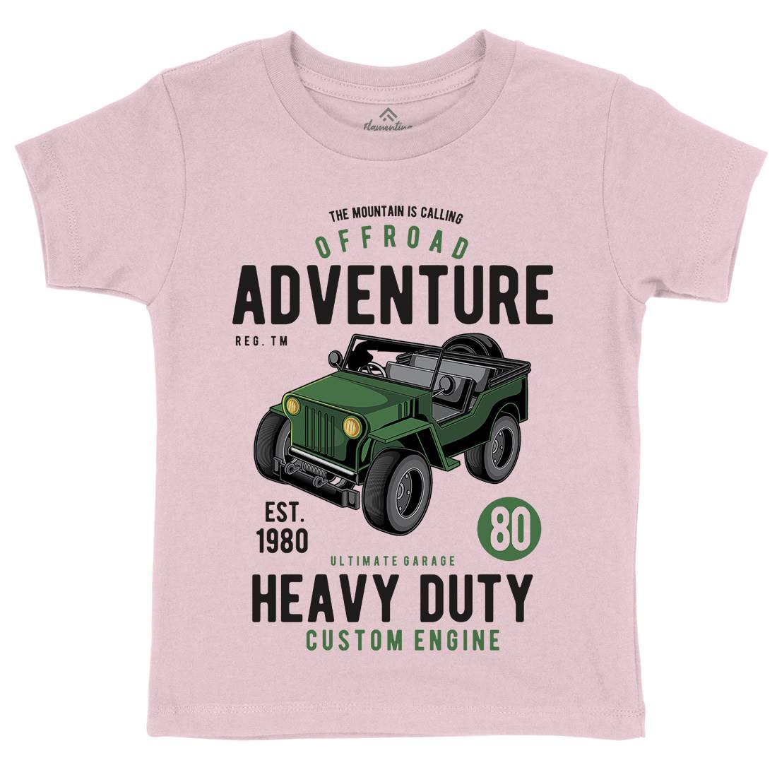 Off Road Adventure Kids Organic Crew Neck T-Shirt Cars C405