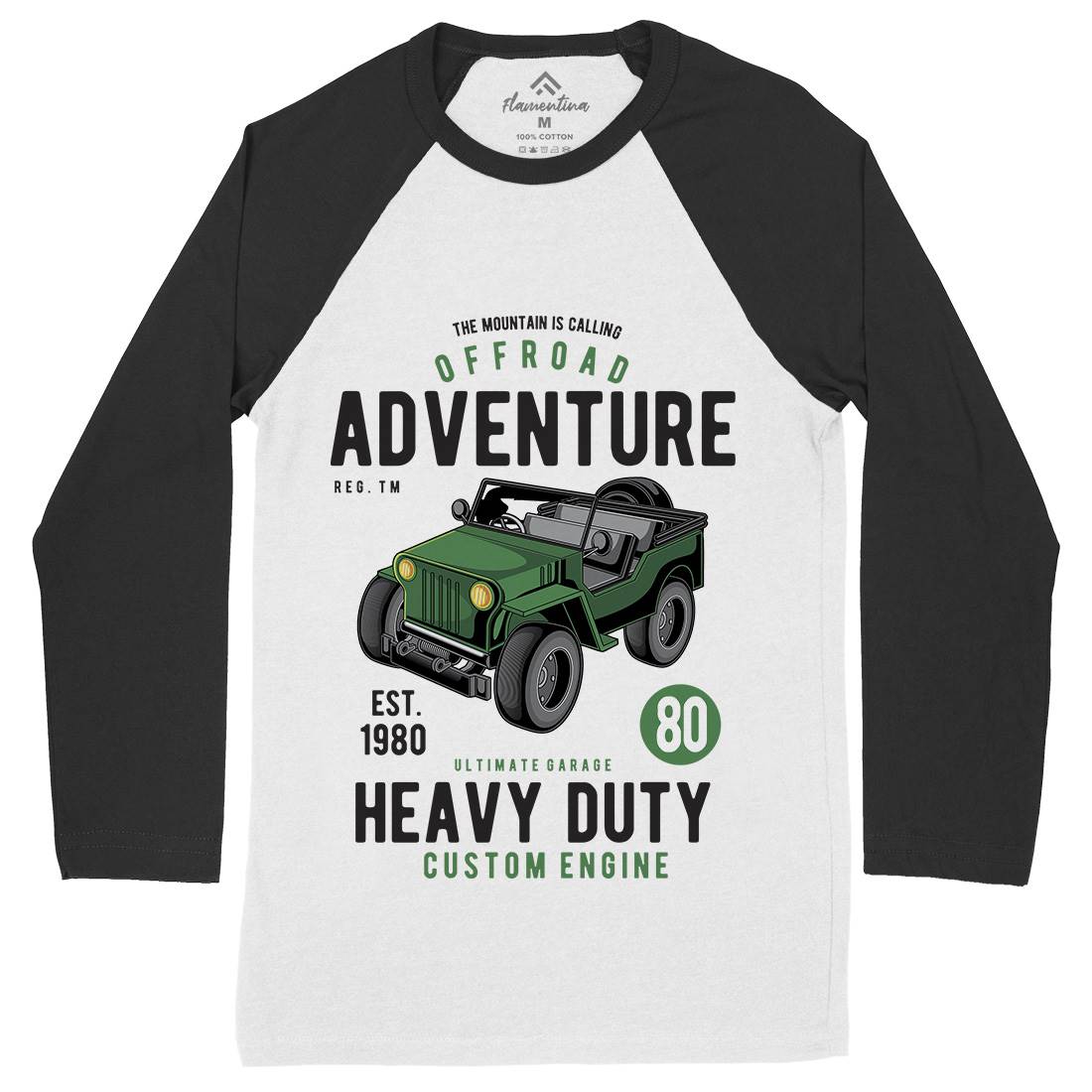 Off Road Adventure Mens Long Sleeve Baseball T-Shirt Cars C405