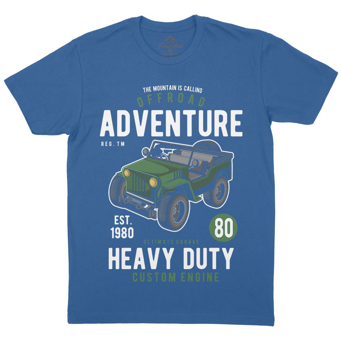 Off Road Adventure Mens Organic Crew Neck T-Shirt Cars C405