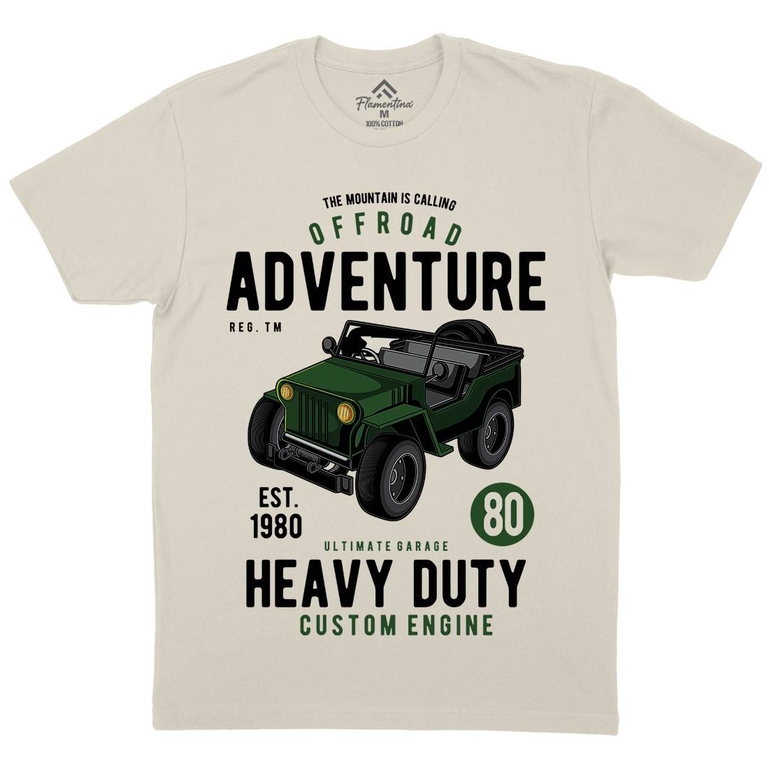 Off Road Adventure Mens Organic Crew Neck T-Shirt Cars C405