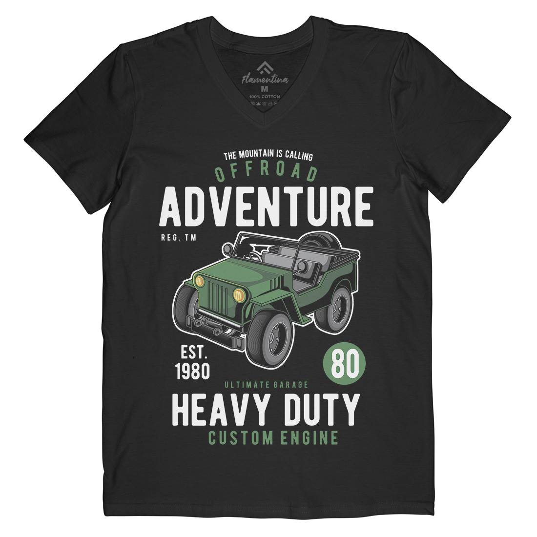 Off Road Adventure Mens Organic V-Neck T-Shirt Cars C405