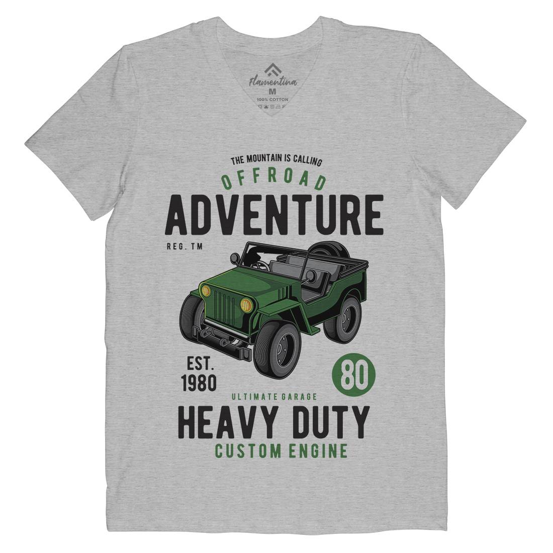 Off Road Adventure Mens Organic V-Neck T-Shirt Cars C405