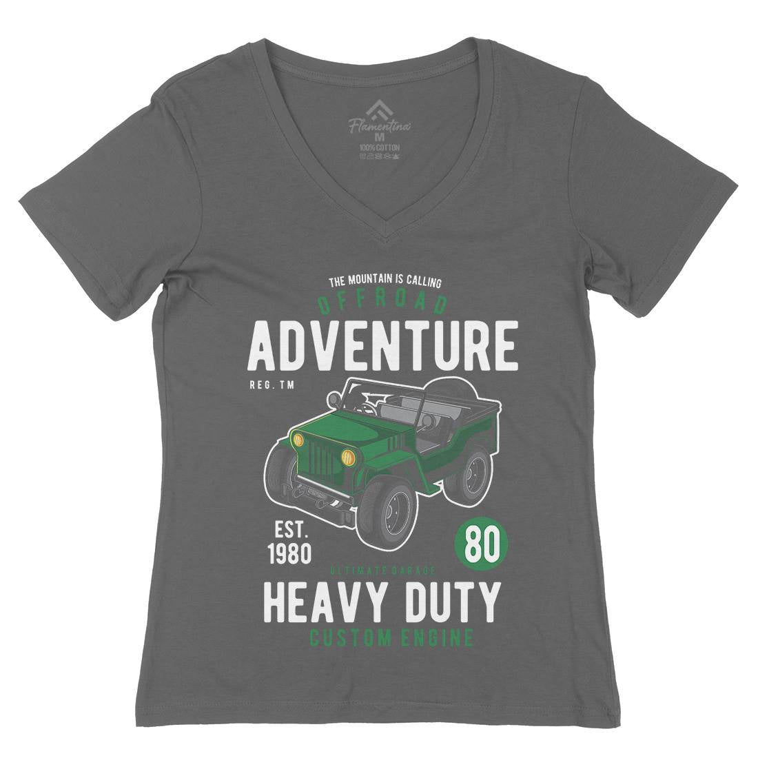 Off Road Adventure Womens Organic V-Neck T-Shirt Cars C405