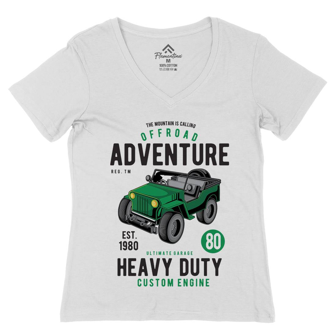 Off Road Adventure Womens Organic V-Neck T-Shirt Cars C405