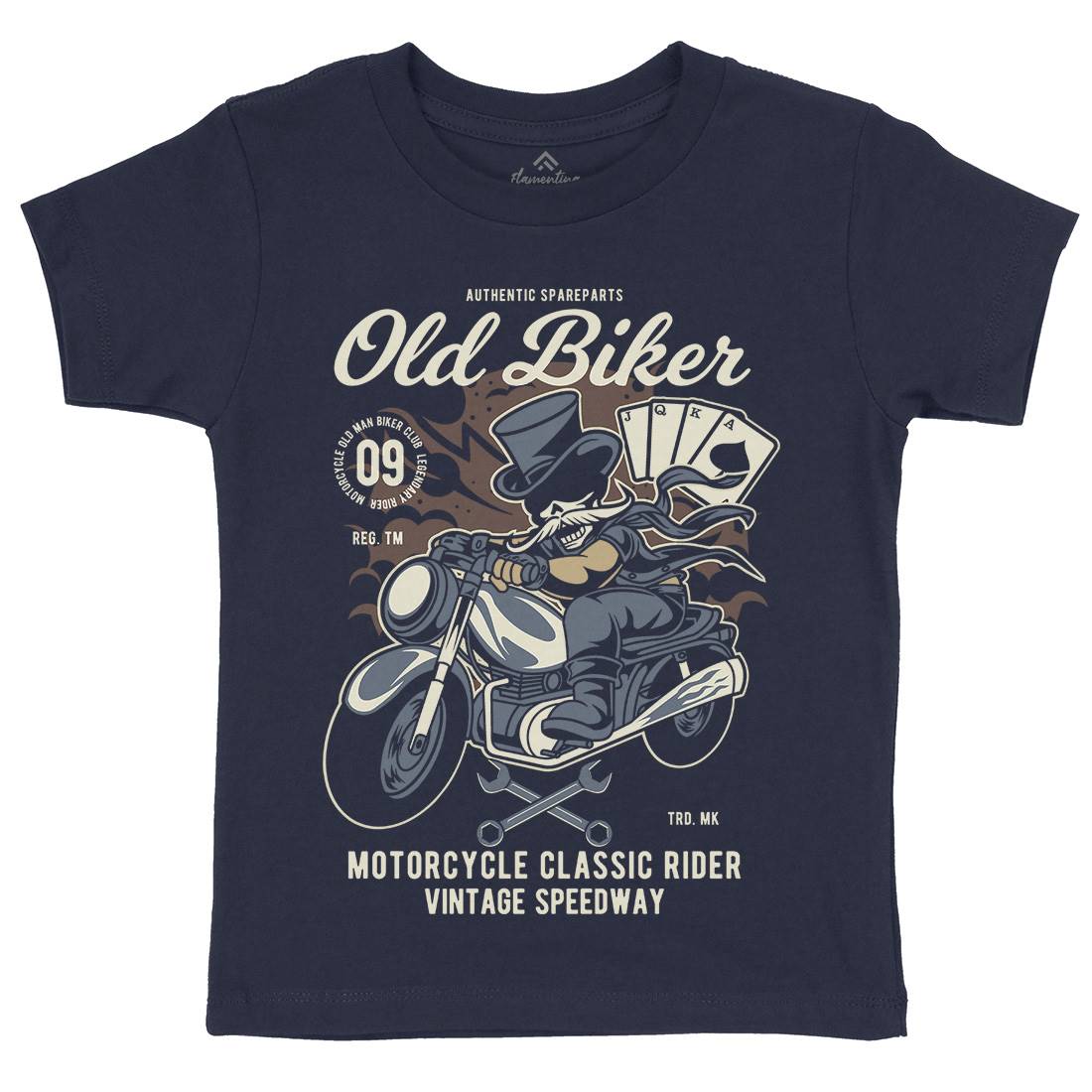 Old Man Biker Kids Organic Crew Neck T-Shirt Motorcycles C406