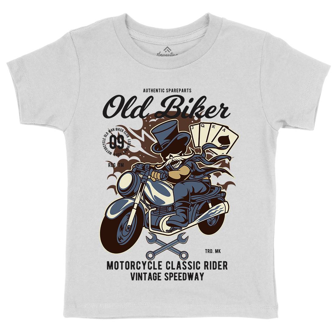 Old Man Biker Kids Crew Neck T-Shirt Motorcycles C406