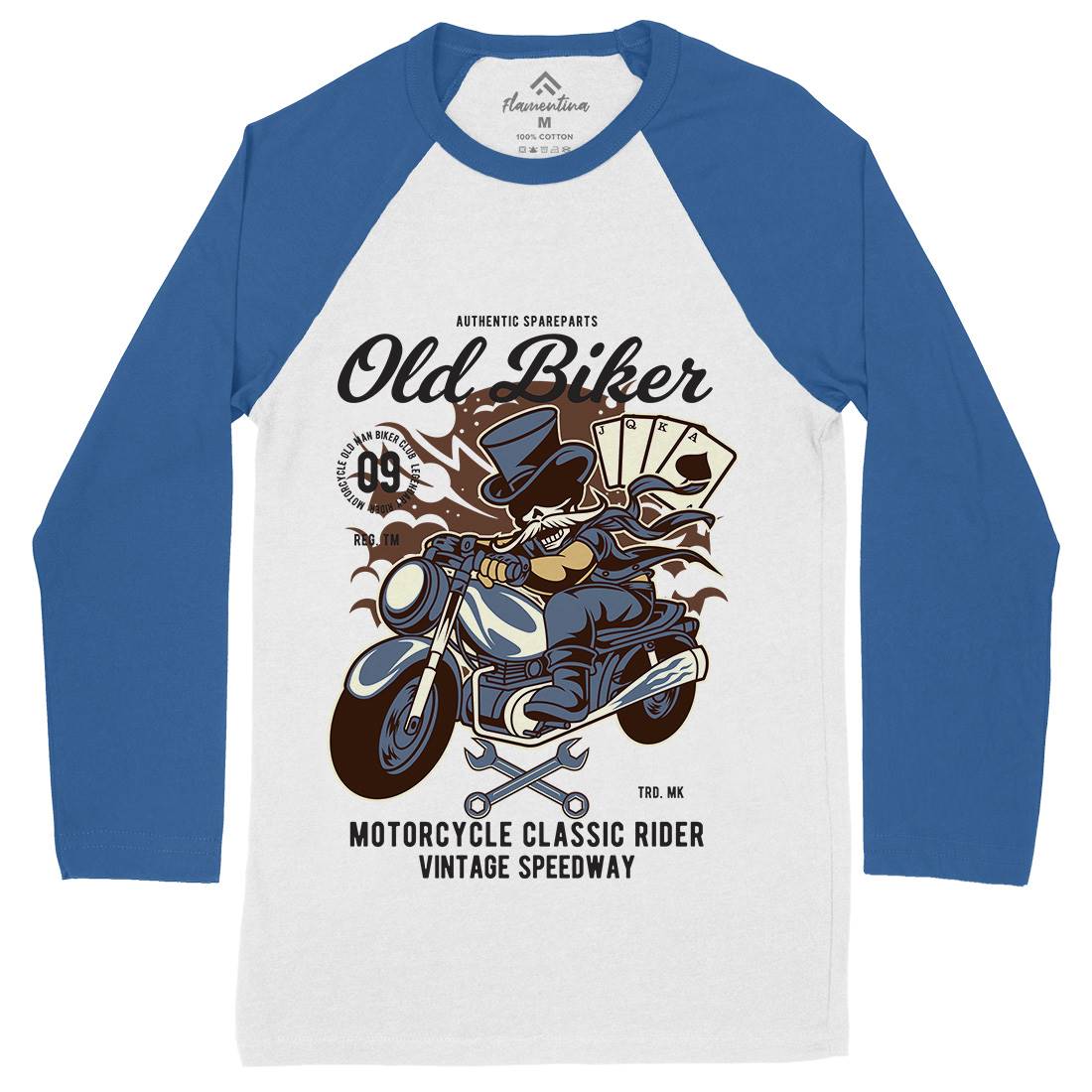 Old Man Biker Mens Long Sleeve Baseball T-Shirt Motorcycles C406