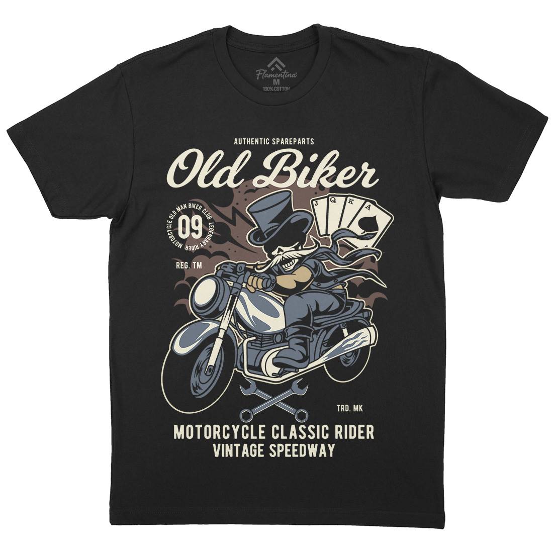 Old Man Biker Mens Crew Neck T-Shirt Motorcycles C406