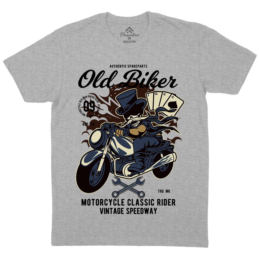 Old Man Biker Mens Organic Crew Neck T-Shirt Motorcycles C406