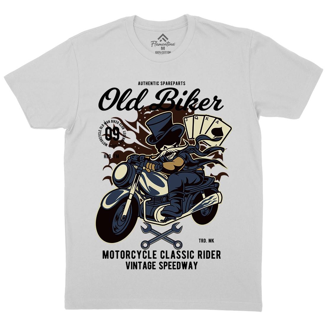 Old Man Biker Mens Crew Neck T-Shirt Motorcycles C406