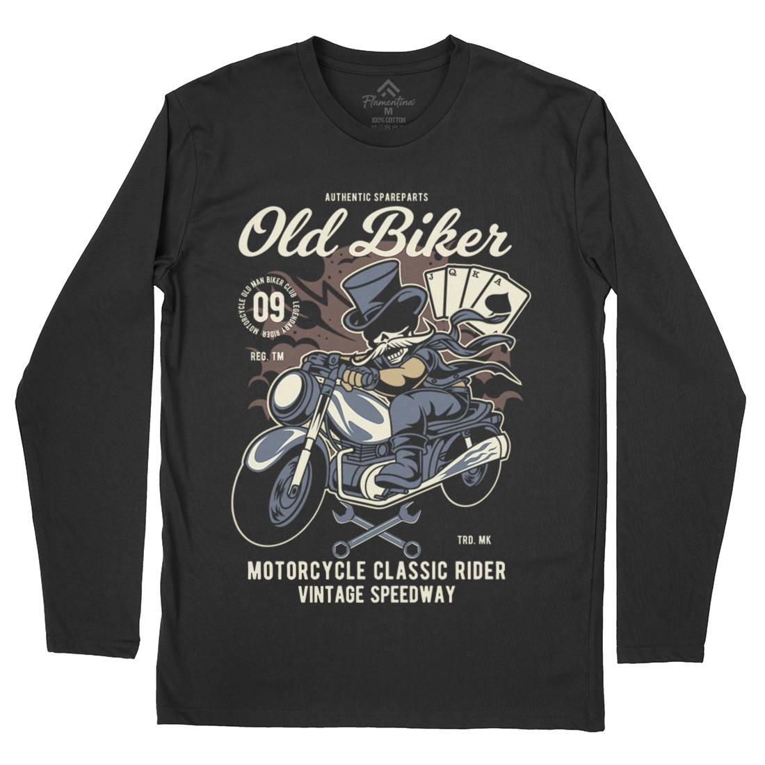 Old Man Biker Mens Long Sleeve T-Shirt Motorcycles C406