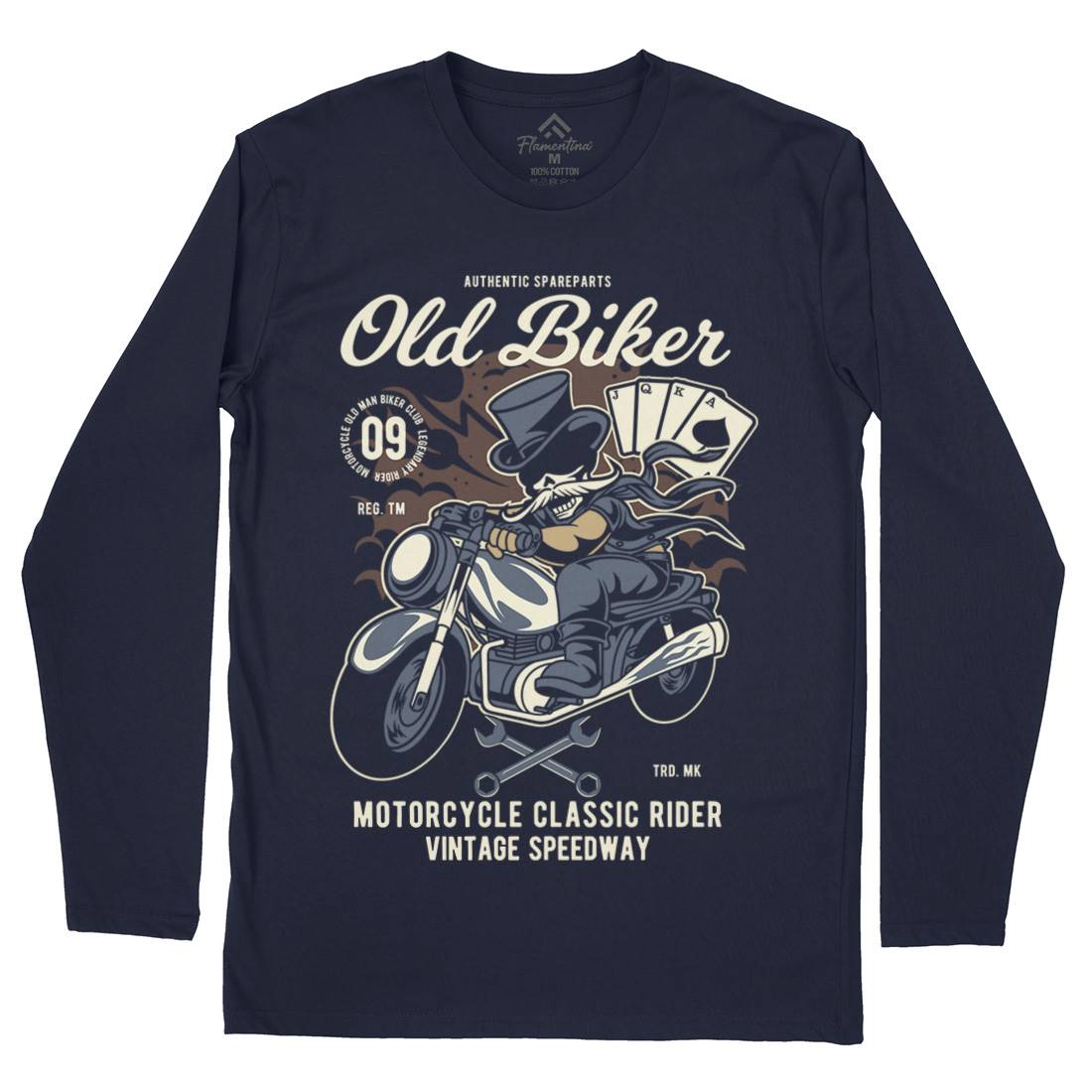 Old Man Biker Mens Long Sleeve T-Shirt Motorcycles C406