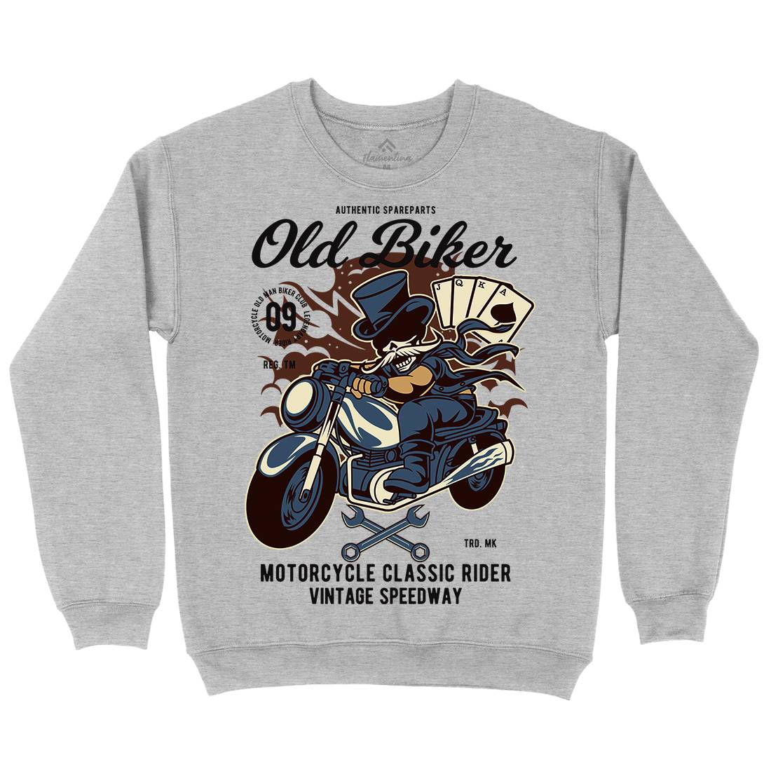 Old Man Biker Kids Crew Neck Sweatshirt Motorcycles C406