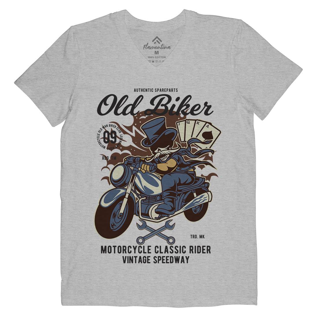 Old Man Biker Mens V-Neck T-Shirt Motorcycles C406