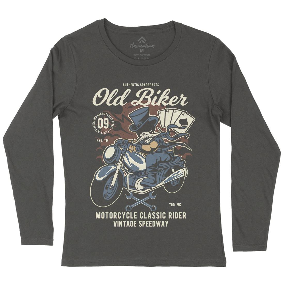 Old Man Biker Womens Long Sleeve T-Shirt Motorcycles C406