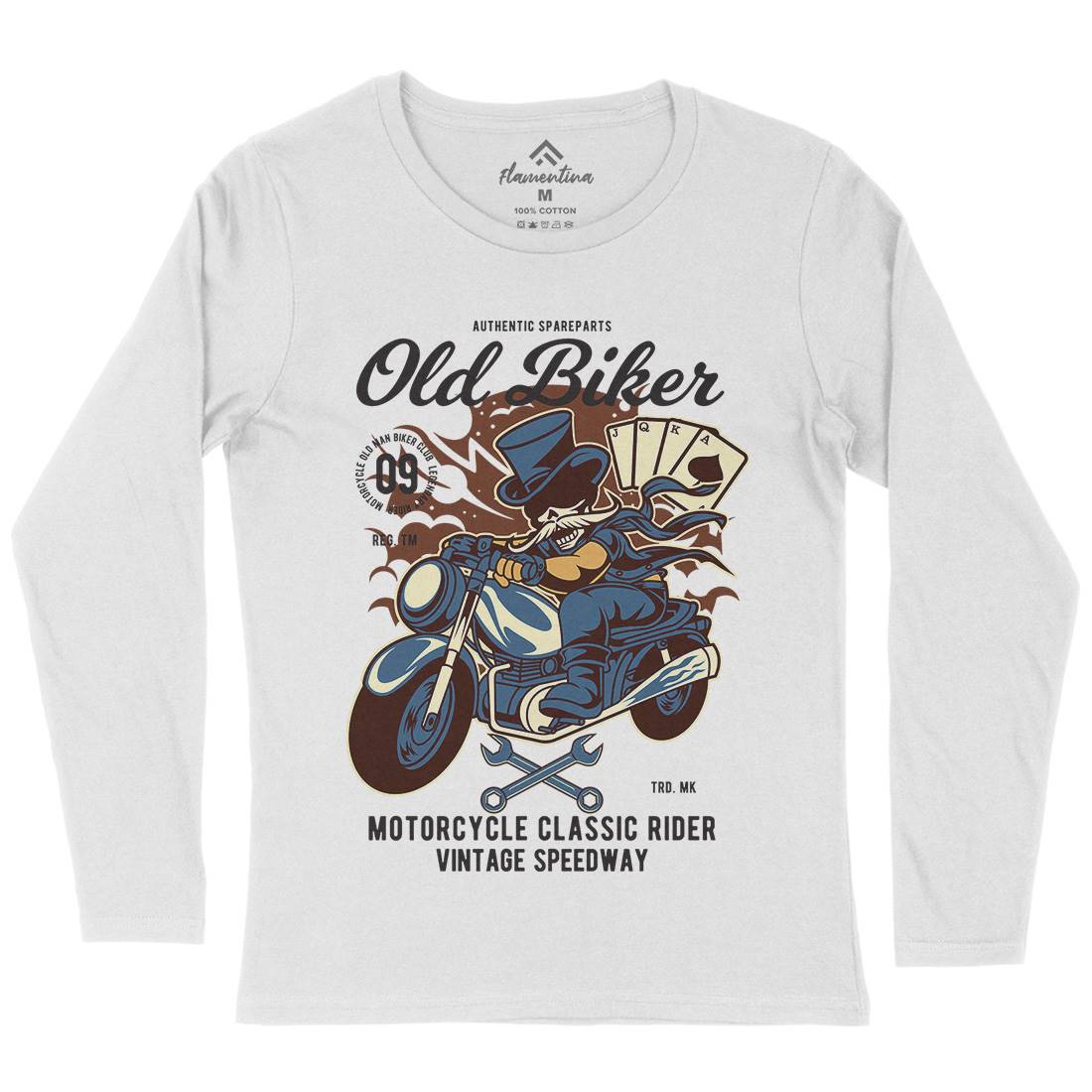 Old Man Biker Womens Long Sleeve T-Shirt Motorcycles C406