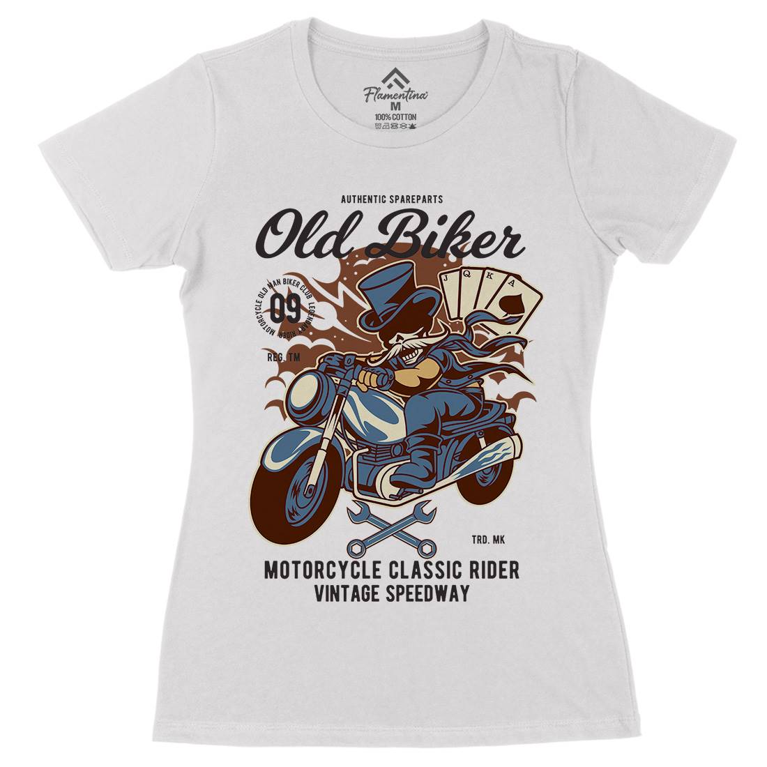 Old Man Biker Womens Organic Crew Neck T-Shirt Motorcycles C406